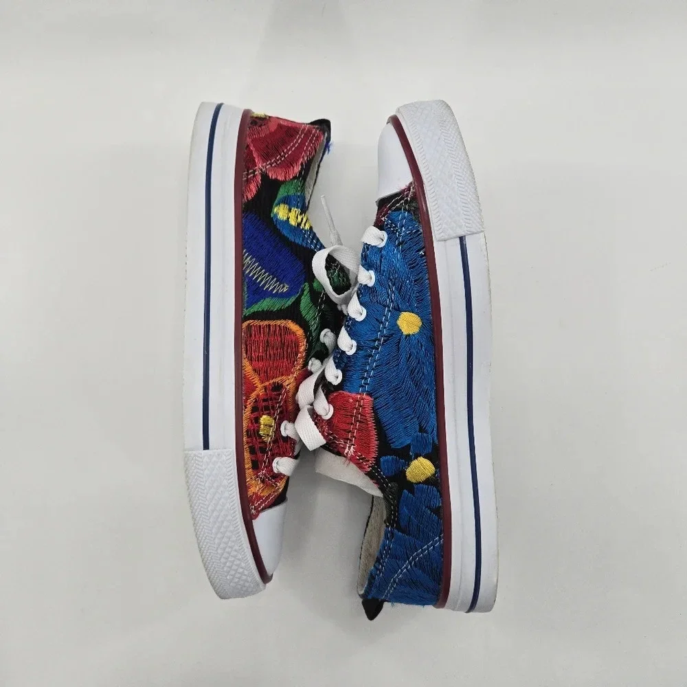 Ladies Hand Embroidered colorful floral sneaker shoes made in Mexico